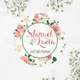 Bonita etiqueta para los regalos de boda, modelo vintage floral