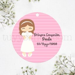 Etiqueta de comunión modelo niña