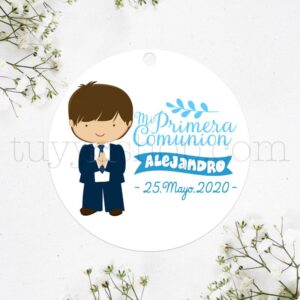 Etiquetas adhesivas de comunión personalizadas con nombre y fecha para  invitados, tamaño 1.772 in/2.362 in/2.756 in de diámetro, no apto para ropa  (NIÑO-PELIRROJO) : Productos de Oficina 