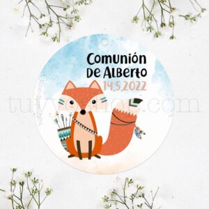 Etiqueta de comunión Zorrito Boho