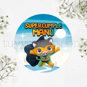 Etiqueta de Cumpleaños Supergato