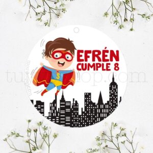 Etiqueta de cumpleaños Superheroe