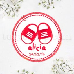 Etiqueta de bautizo, zapatitos