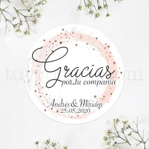 Etiqueta personalizada para boda. Modelo bright.