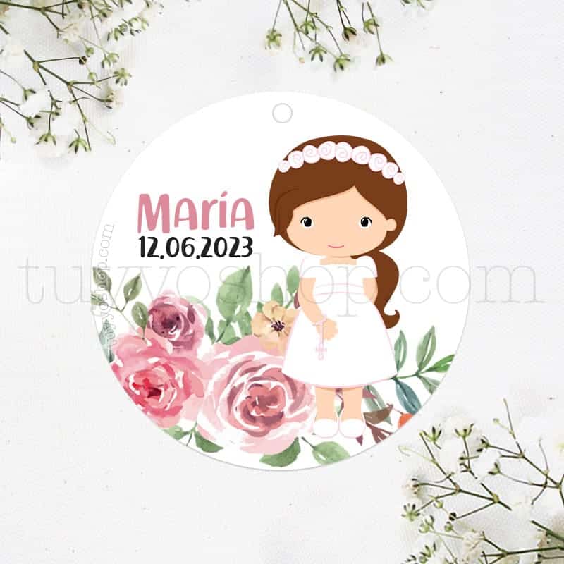 Etiquetas de comunión diseño María. Tu&YoShop!