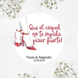 Etiquetas para protectores de tacón, zapatitos rojos