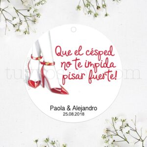 Etiquetas para protectores de tacón, zapatitos rojos