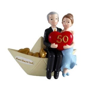 figura para pastel de boda, 50 aniversario en barco
