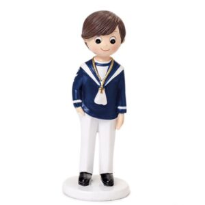 Figura para pastel de comunión, modelo marinero azul. 17cm. Toppers.