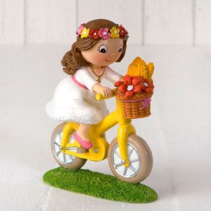 Figura para pastel de comunión, modelo niña en bici