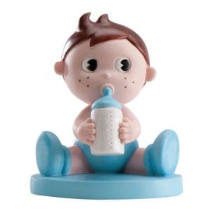 Figura de pastel para bautizo, bebe con biberón