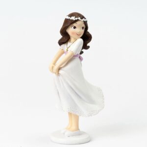 Figura pastel para comunión niña. Diadema Floral. 16cm