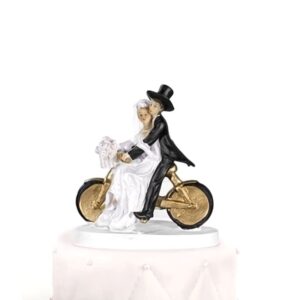 Figura para tarta de boda. Novios en bici.