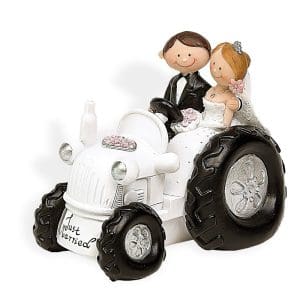 Figura para tarta de boda Tractor en color blanco.