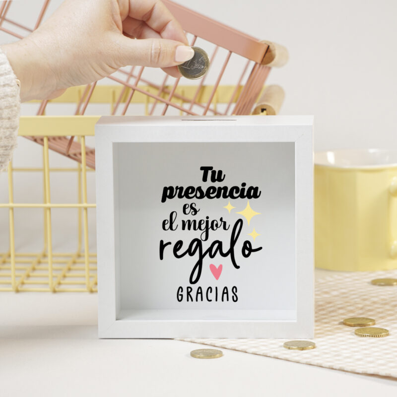 Hucha de Agradecimiento Tu presencia es el mejor regalo Gracias