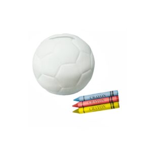 Hucha para colorear en forma de pelota. Incluye 3 ceras.