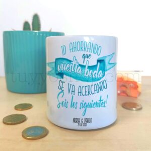 Hucha original y personalizada para regalar a los siguientes en casarse.