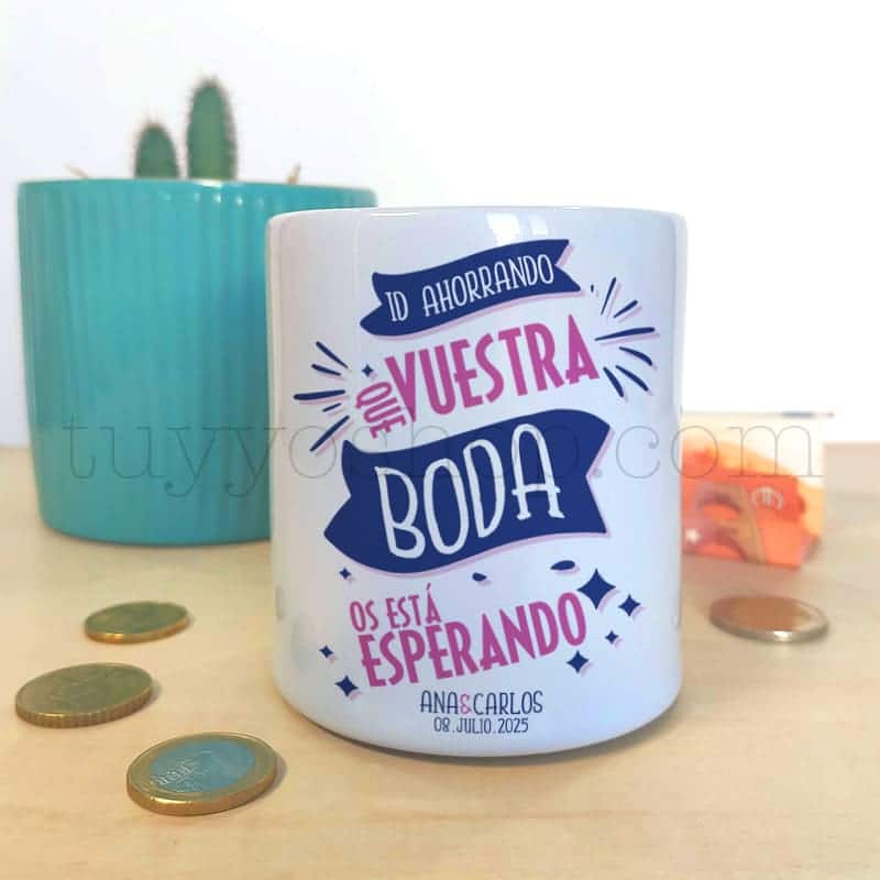 Hucha original y personalizada para regalar a los siguientes en casarse.