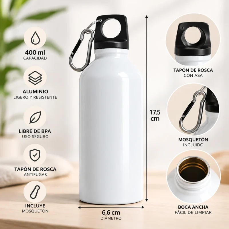 botella de aluminio personalizada con inicial y nombre