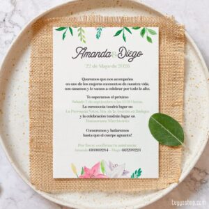 Invitación para boda. Modelo Colors. En papel de algodón reciclado invitacion economica boda colors2