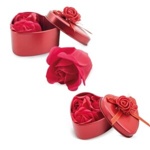 Estuche de rosas perfumadas. Forma de corazón. 3 colores.