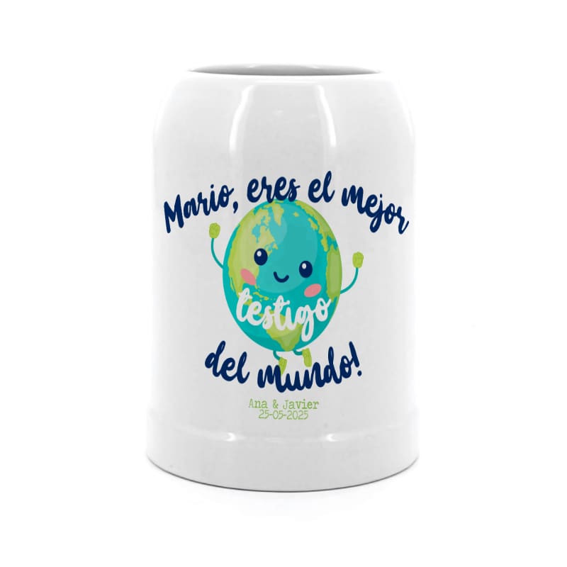 Jarra de cerveza para testigos de boda. 500ml. World