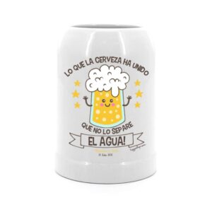 Jarra de cerveza 500ml para testigos de boda con frase 'La que la cerveza ha unido