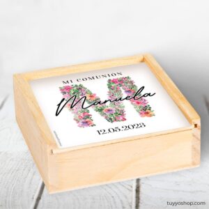 Juego de 3 en raya de madera personalizado modelo Inicial floral juego 3 en raya de madera personalizado modelo inicial floral2