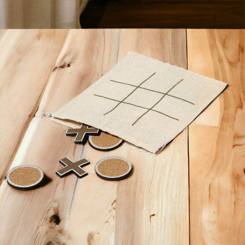 Juego Tres en Raya de Corcho Natural para Bodas - Diversión Elegante para tus Invitados juego tres en raya en algodon