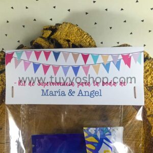 Kit de supervivencia para bodas modelo banderas