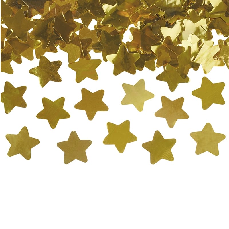 Lanzador de confeti en forma de estrella. Metalizado dorado. 60cm