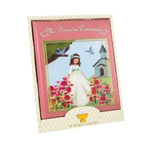 Libro de comunión modelo chica en paisaje. Presentado en caja. 29x24cm