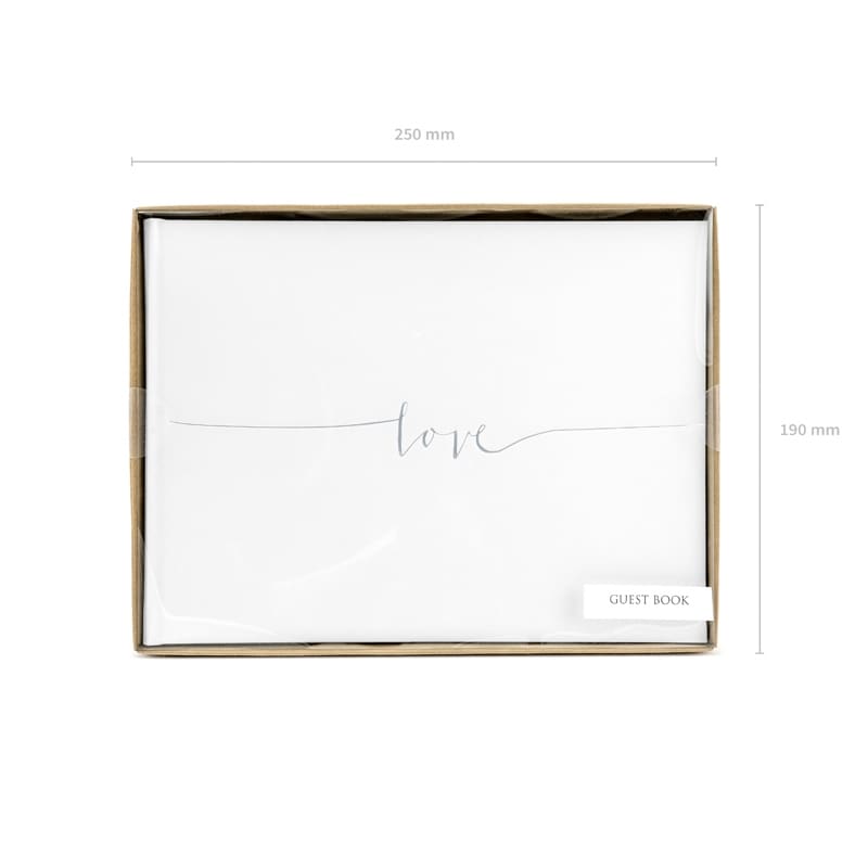 Libro de firmas Love, plateado.