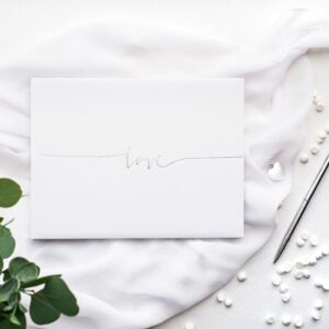 Libro de firmas para boda. Love plata. 24 x 18.5cm