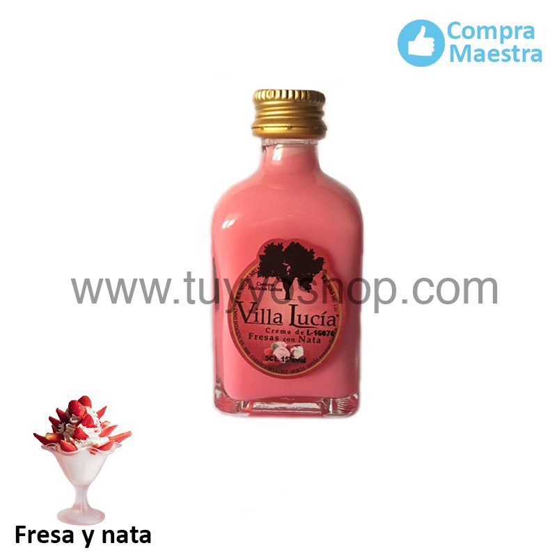 Licor Mini 50 ml sabor fresas con nata de Villa Lucía