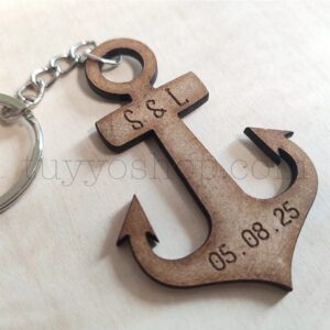Llavero personalizado para boda, DM, modelo ancla, 4x6,5cm llavero de madera para boda ancla4