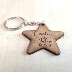 Llavero personalizado para boda, DM, estrella, 5x5cm