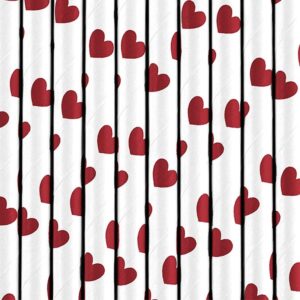 Lote de 10 cañas. Corazones rojos. 19.5cm