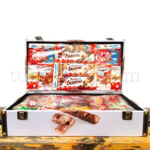 Caja/Cofre para regalo, chocolates Kinder. Formato mediano maletin golosinas mediano