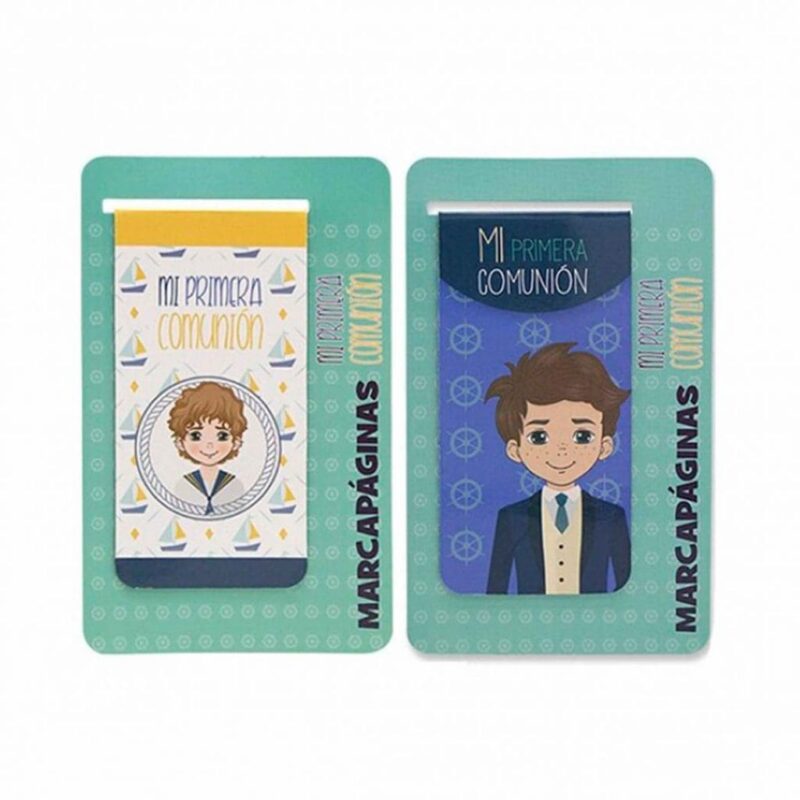 Marcapáginas imantado en bolsa de seda. Niño comunión - Imagen 2
