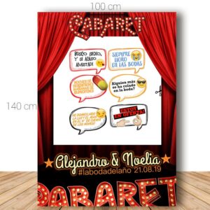 Marco para boda. 70x100cm. Modelo Cabaret. Personalizable. Incluye 6 carteles.