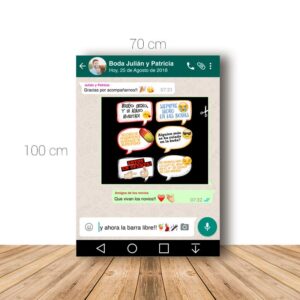 Marco de Whatsapp para boda personalizable de 70x100cm, con 6 carteles incluidos