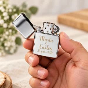 mechero para boda zippo metálico, recargable, personalizado