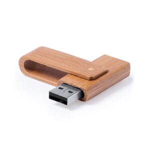 Memoria USB con carcasa de bambú. 16gb. Presentado en caja kraft.