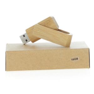 Memoria USB con carcasa de bambú. 16gb. Presentado en caja kraft.