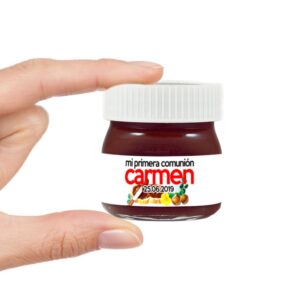 Nutella mini para comunión. Personalizada con nombre y fecha.