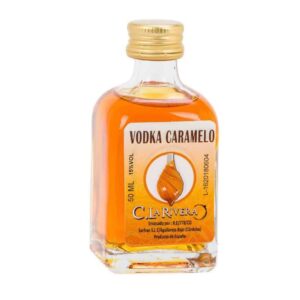 Licor en frasca de cristal. Sabor Vodka Caramelo. La Rivera. 50ml.