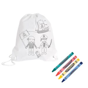 Mochila infantil para pintar. Modelo Piratas. Incluye 4 ceras. 27x33cm