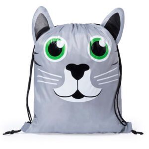 Mochila petate de cuerdas infantil. Modelo Gato. 26x30cm