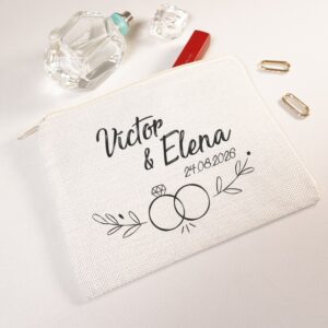 Neceser personalizado boda Alianzas, 20x15cm, tacto suave, recuerdo especial